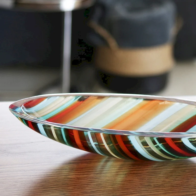 Novica Handmade Oval Circus Hand Blown Art Glass Centerpiece