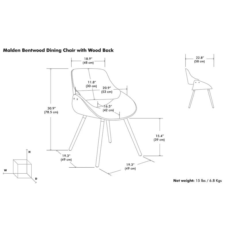 WYNDENHALL Malone Bentwood Dining Chair in Cream Faux Leather - 22.8 D x 20.9 W x 30.9H