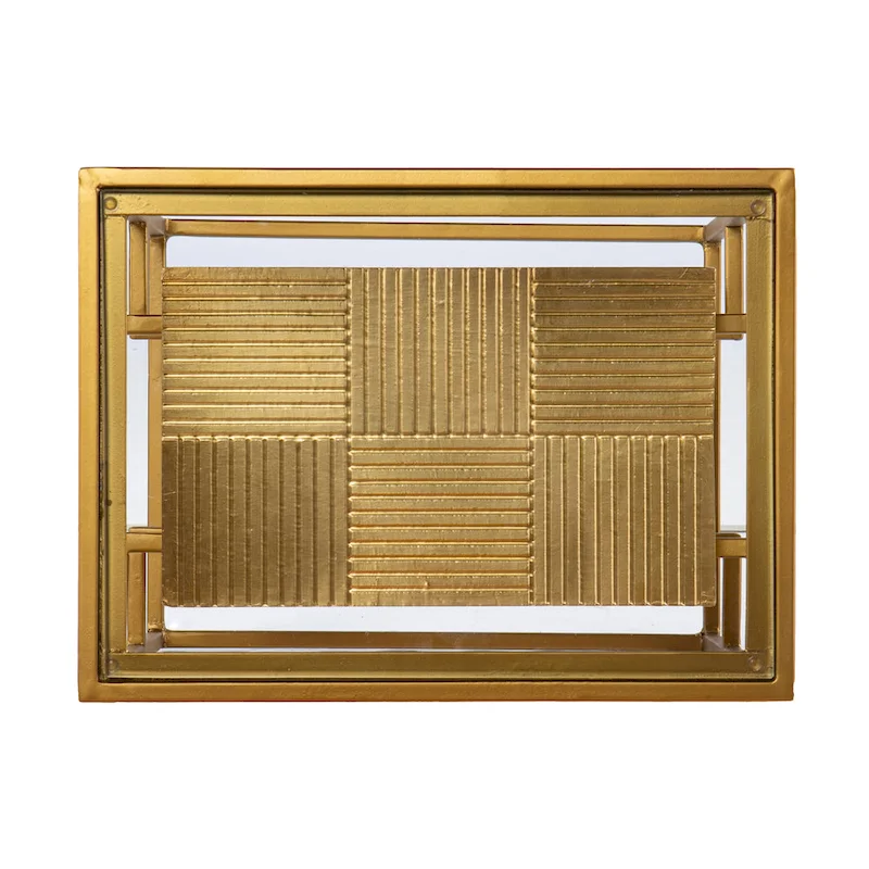 SEI Furniture Pantello Glass-Top Side Table w/ Shelving, Brass