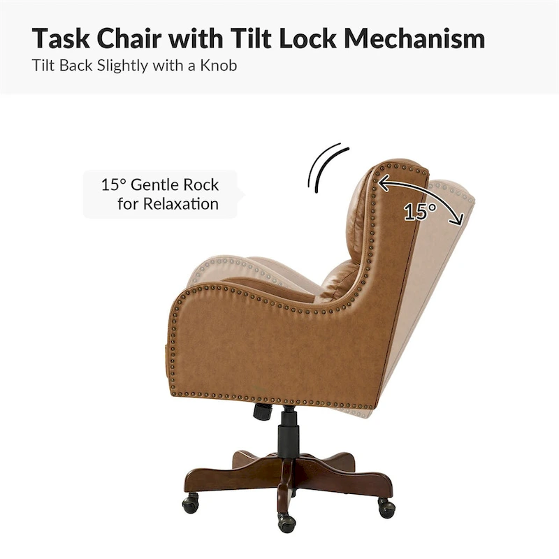 Pete Faux Leather Adjustable Height Swivel Executive Chair with Tilt Mechanism by HULALA HOME