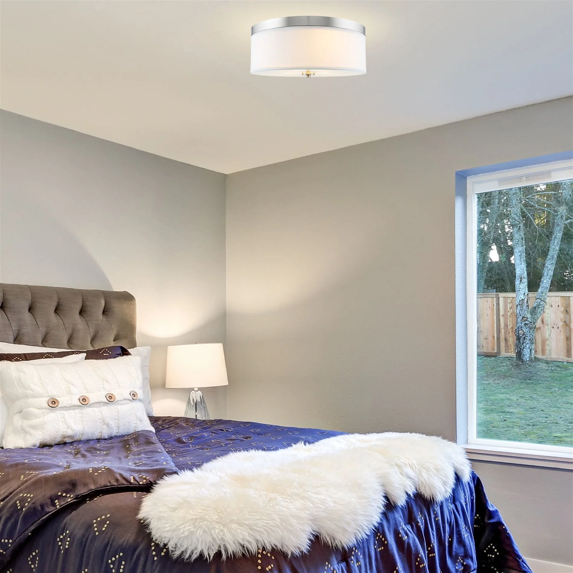 Walker 20 Large Mid-Century Modern 3-Light Flush Mount Ceiling Light