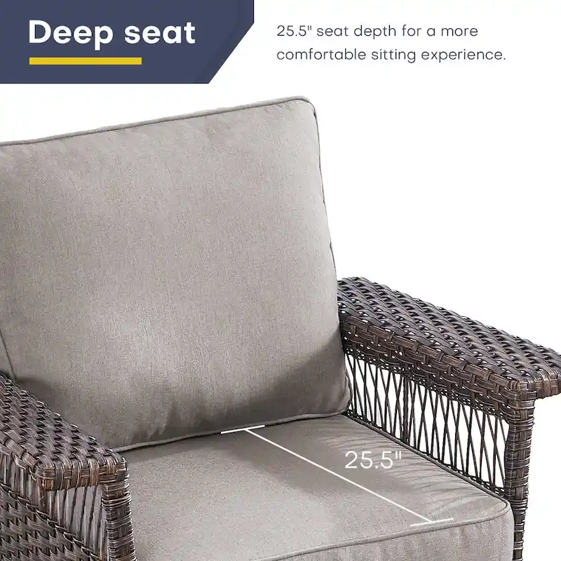 Gymojoy 3 Peices Patio Chairs with Coffee Table - Brown