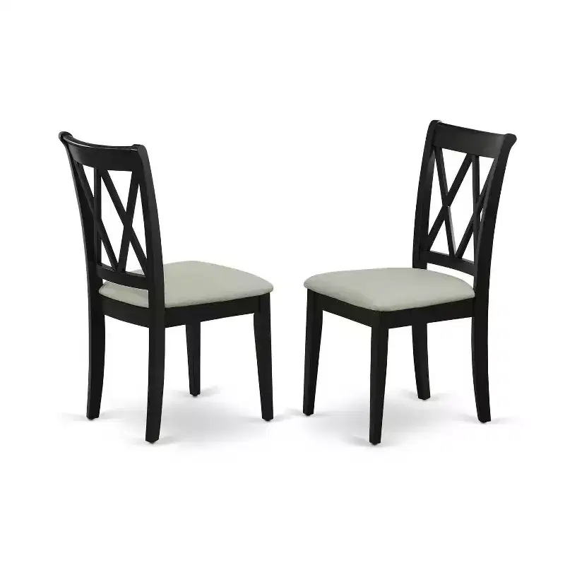 HomeStock 3-Pc Black Finish Solid Wood Top-Round Dining Room Set with Dropleaf-Seats 4