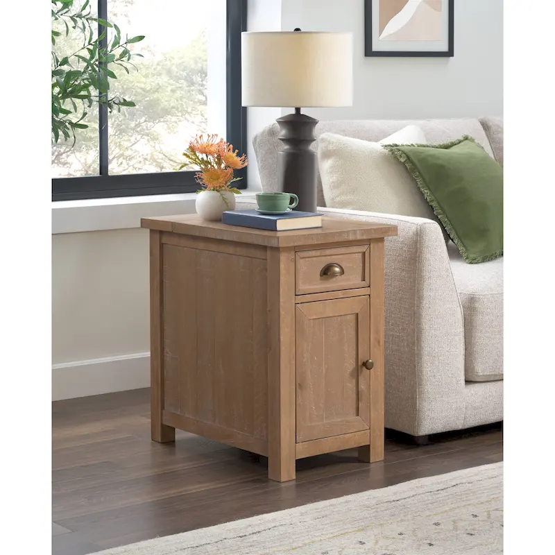 Monterey Solid Wood Chairside End Table with Hidden Power Outlets