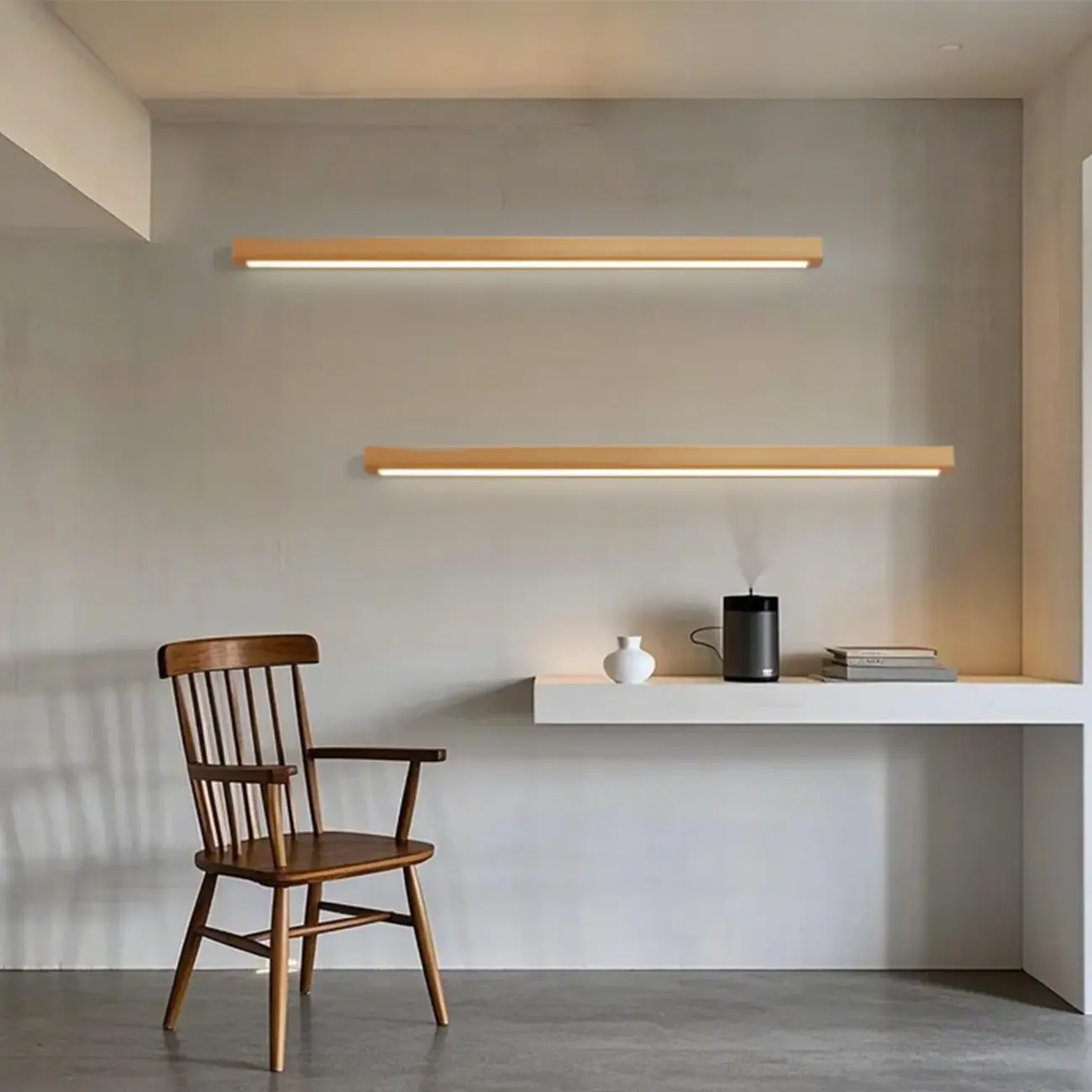 Modern Wood LED Bathroom Vanity Light 3-Gear Dimming