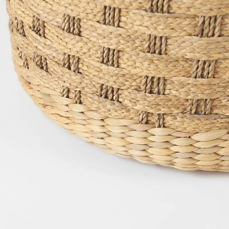 Mercana Michelle Brown Patterned Woven Seagrass Round Pouf