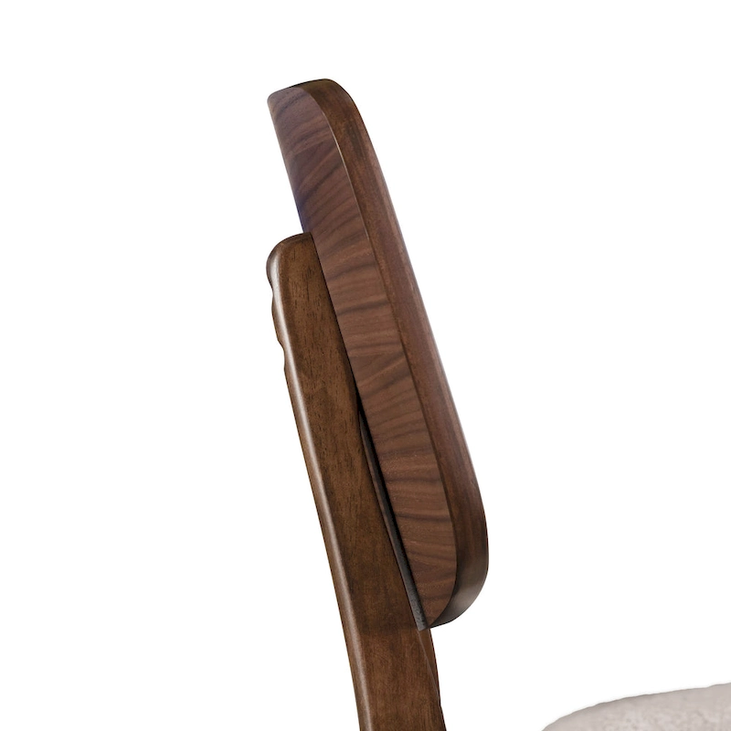 Furniture of America Beau I Mid-century 2-Pack Walnut Dining Chair Set with Boucle Seats