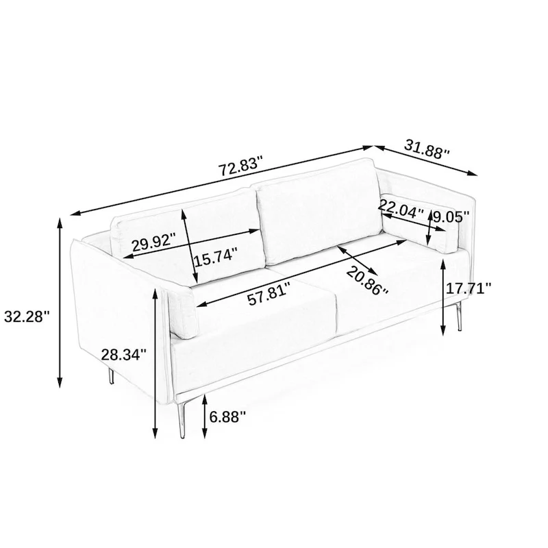Modern Sofa 3-Seat Couch
