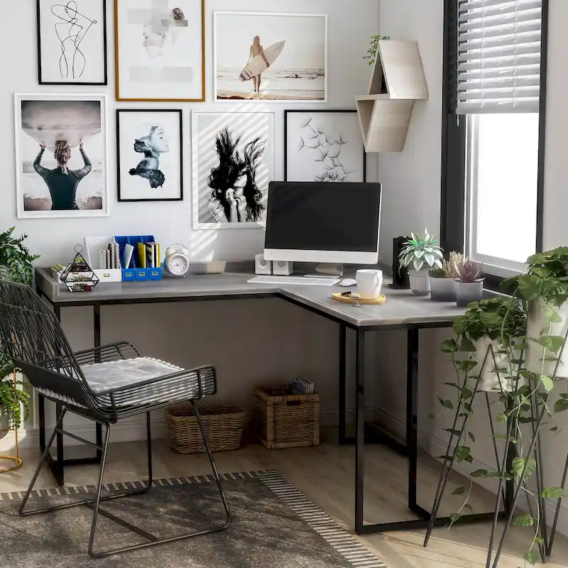 Magnus Industrial 59-inch Metal L-Shape Computer Desk with USB by Furniture of America