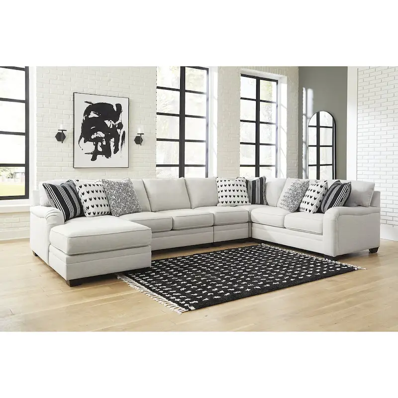 Signature Design by Ashley Huntsworth Dove Gray 5-Piece Sectional with Chaise - 155W x 99D x 38H