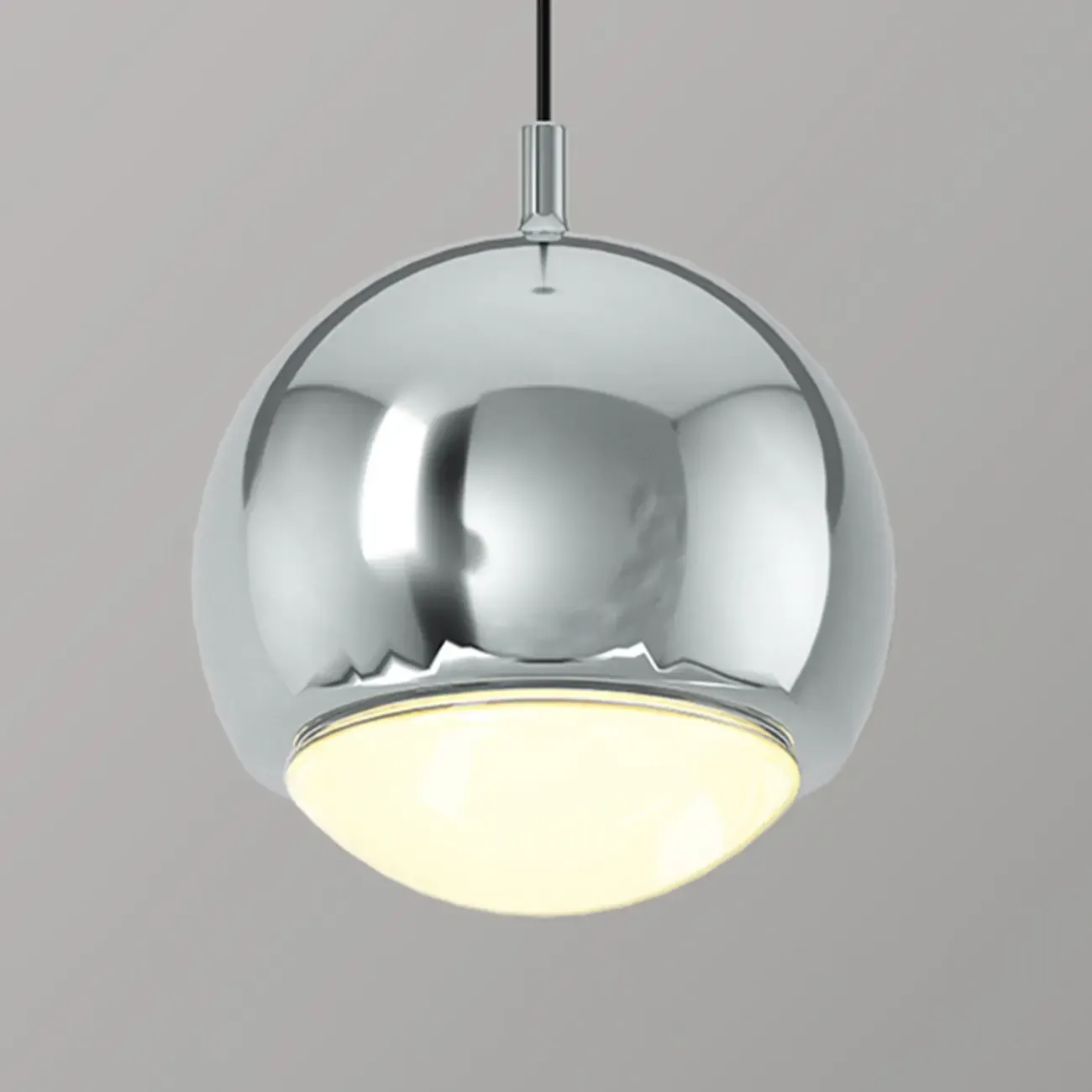 Modern Chrome Metal Globe Pendant Light Warm LED