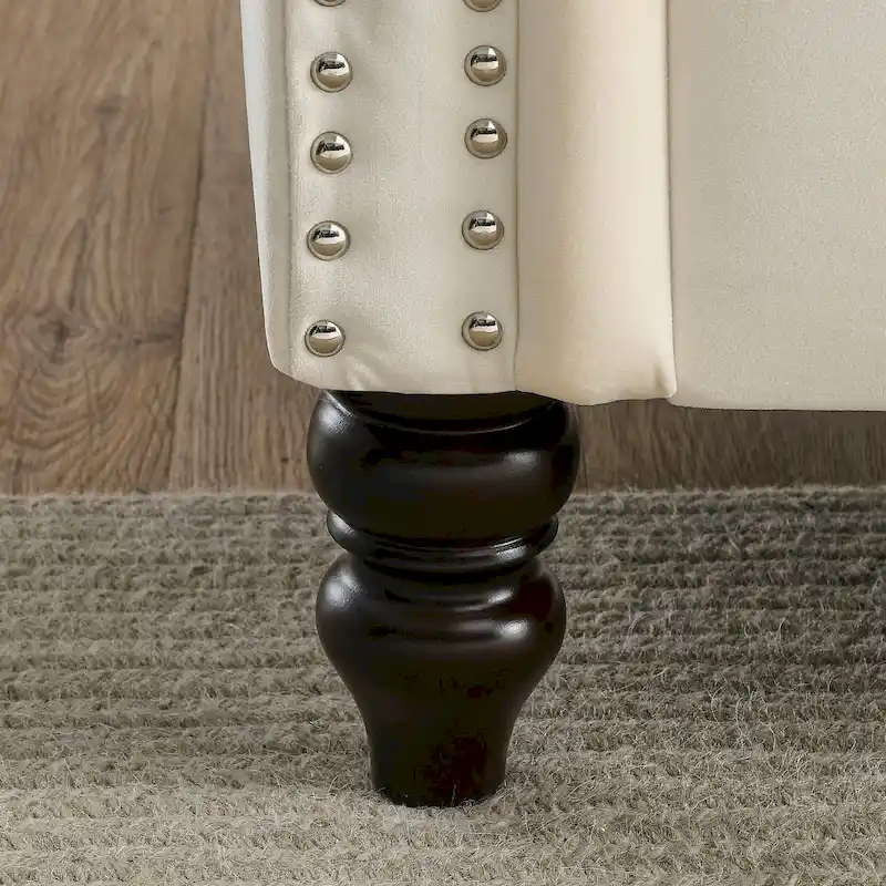 3 Seater Sofa Tufted Couch with Rolled Arms and Nailhead