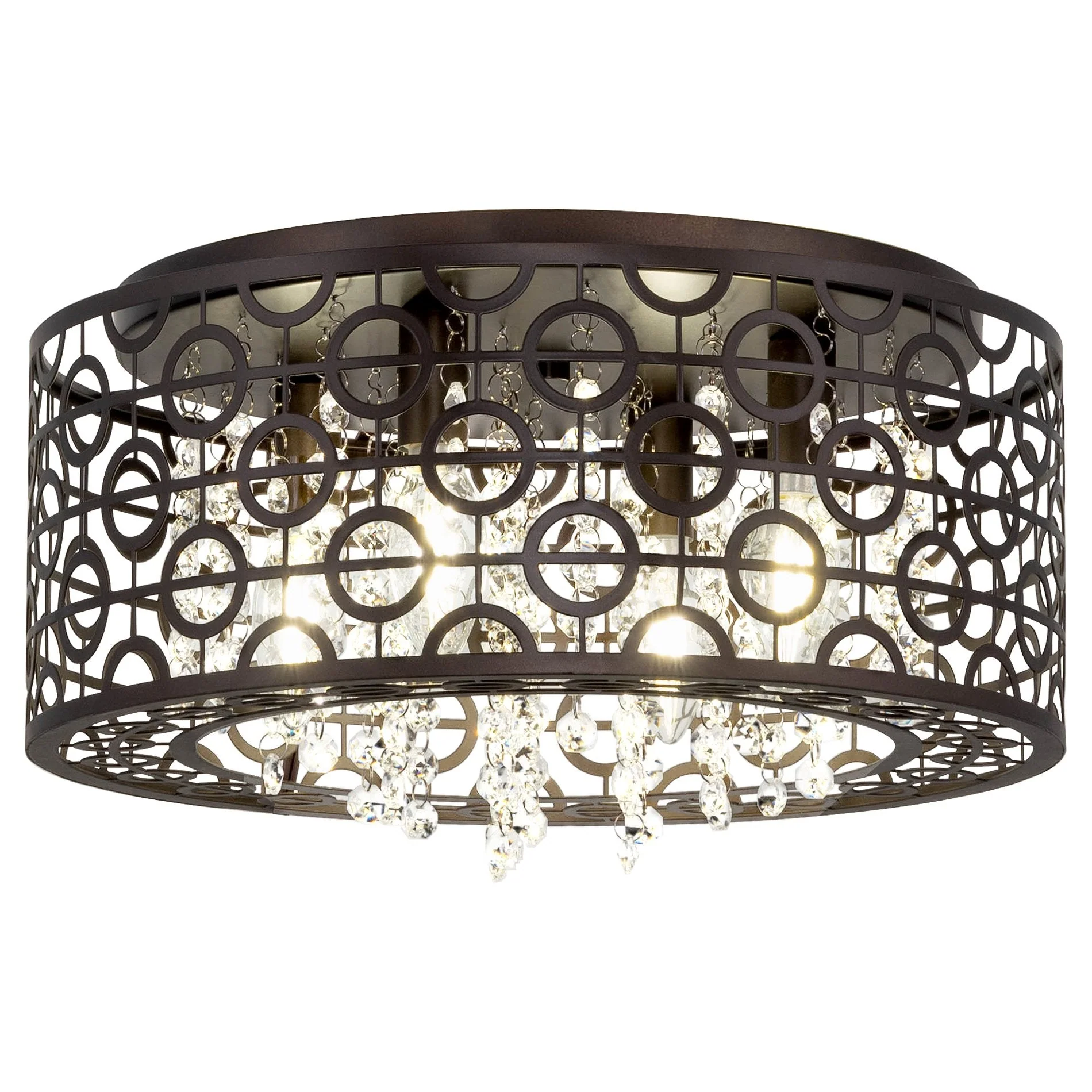Brielle 15 Modern Chic 4-Light Crystal Flush Mount Chandelier