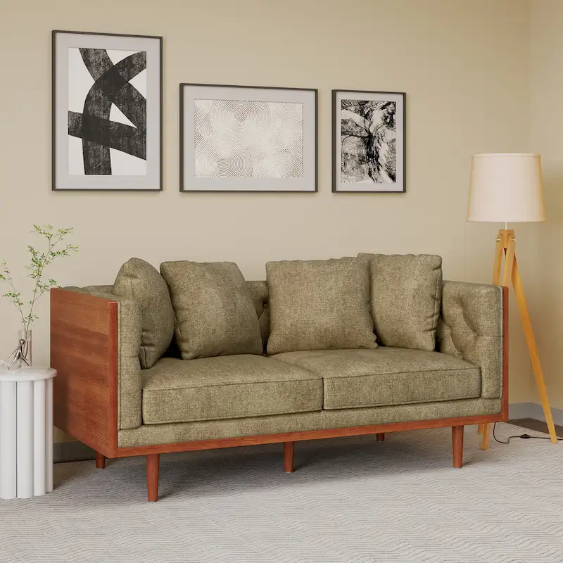 Tufted Loveseat with Accent Pillows