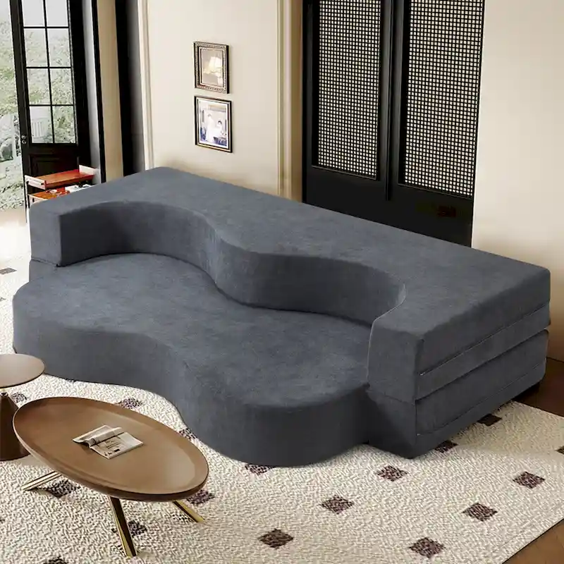 Convertible Folding Sofa Bed with High-Density Foam for Living Room, Guest Room, and Bedroom