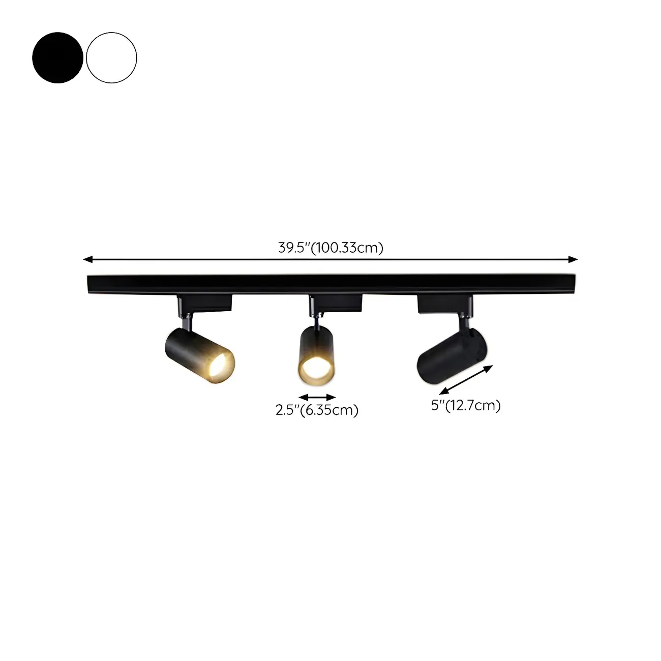 Simple 3-Light Cylinder Metal Black LED Track Light