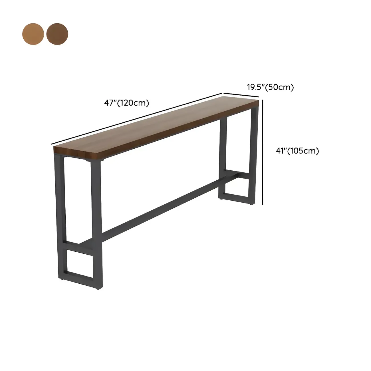 Modern Wooden Bar Height Table with Metal Base Design
