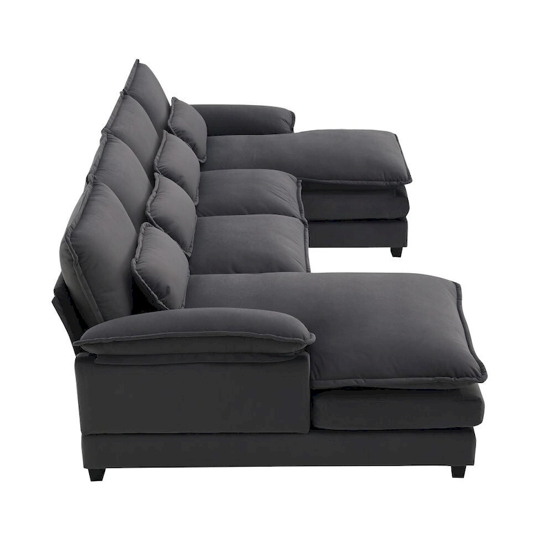 Modern U-shaped Sectional Sofa with Waist PillowsSleeper Sofa Couch with Chaise Lounge