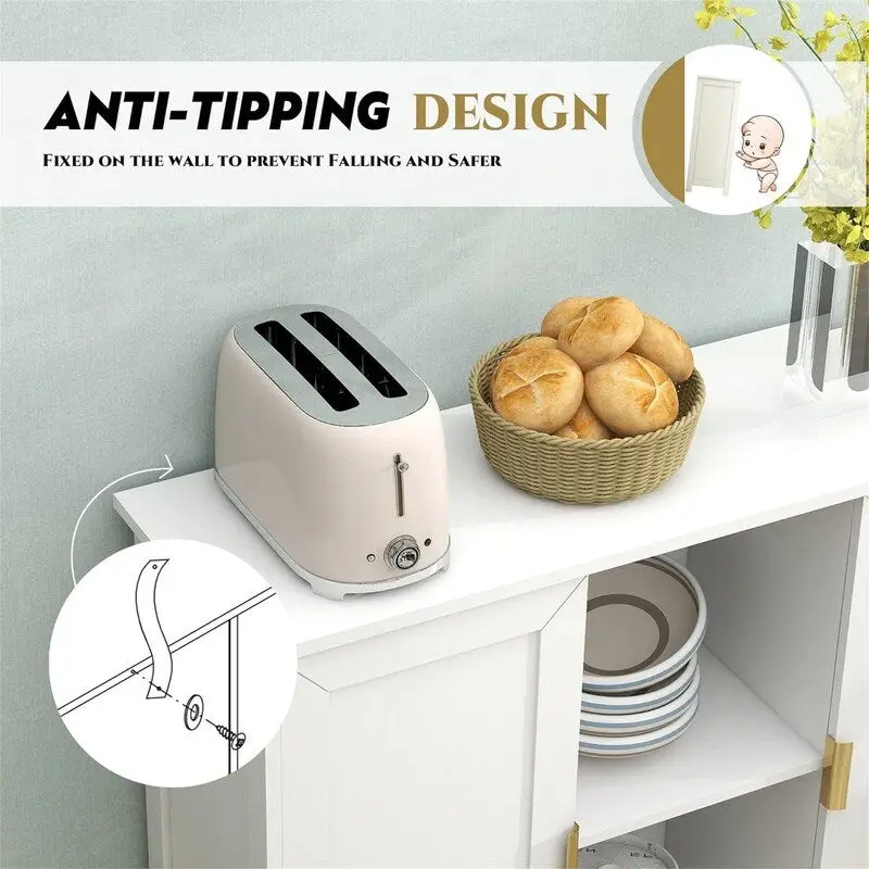 Credenza Buffet Cabinet Wooden Coffee Bar Cabinet - 11.8 D x 39.4 W x 30.7 H