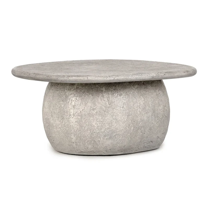 Classic Home Britney 42-inch Concrete Outdoor Round Coffee Table - 42Wx42Dx18H