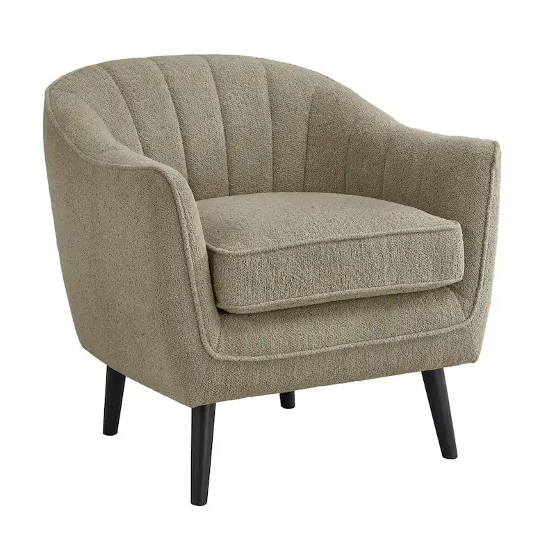 Mid-Century Channel-Tufted Accent Chair with Removable Cushion Cover