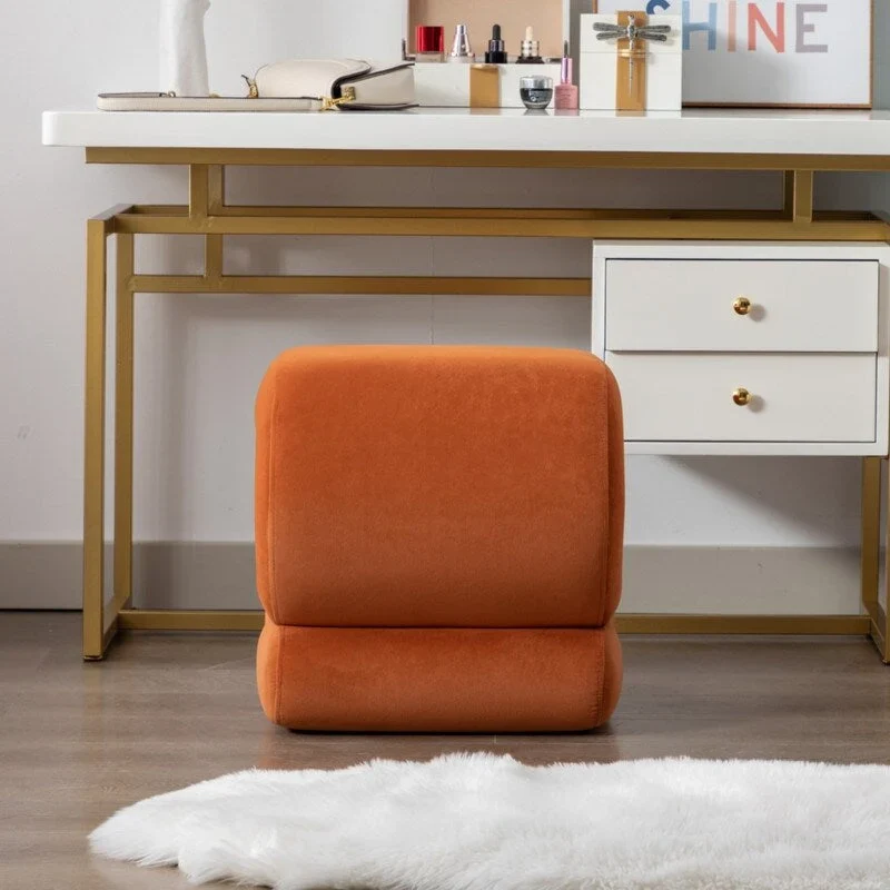 Velvet Fabric S-shape Ottoman Makeup Stool Footstool