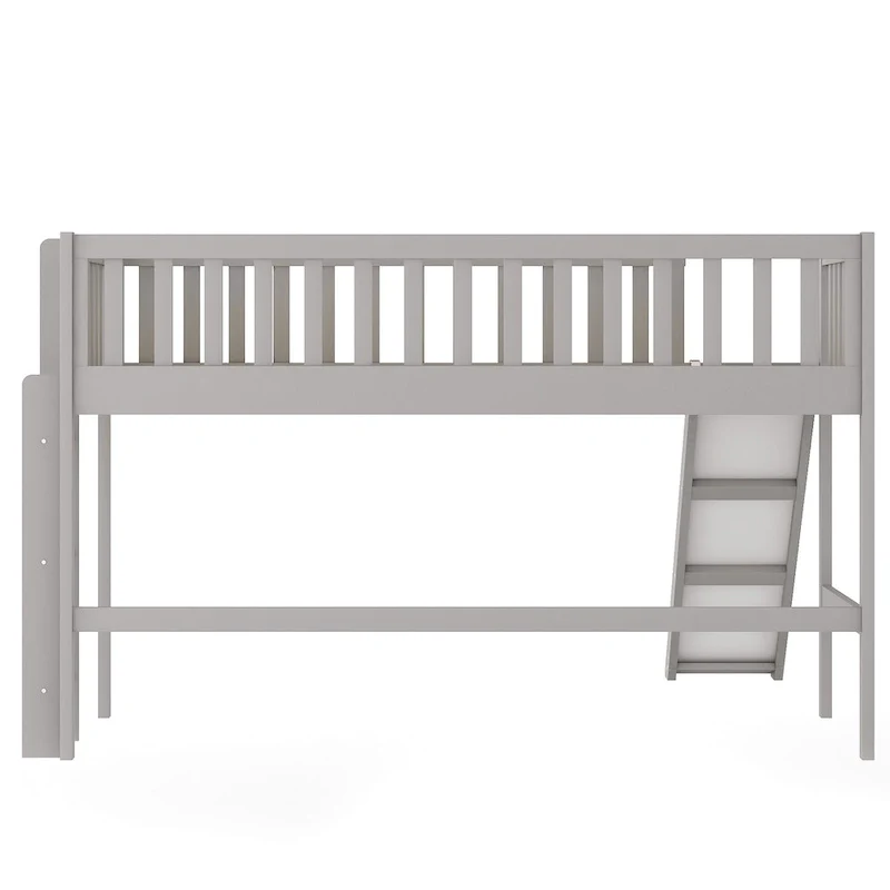 Pine Low Loft Bed with Slide