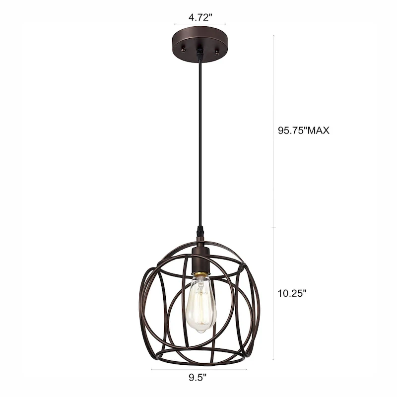 1-light Oil Rubbed Bronze Hanging Pendant