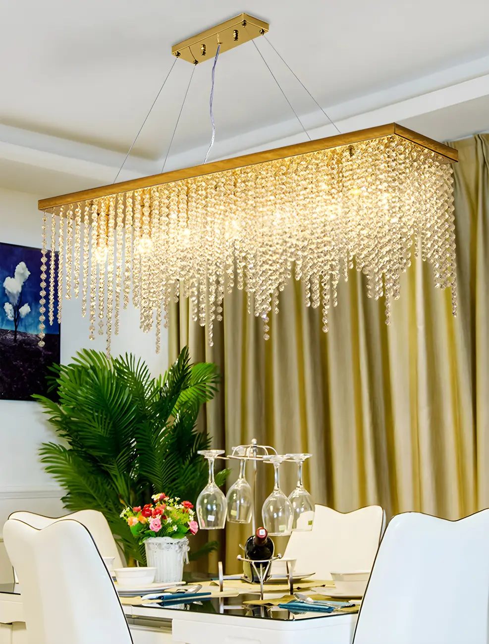 Kitchen Luxury Modern Gold Crystal Pendant Light