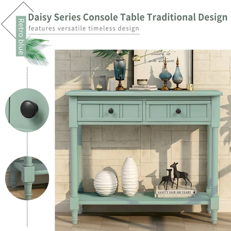 Daisy Series Console Table with 2 Drawers and Bottom Shelf