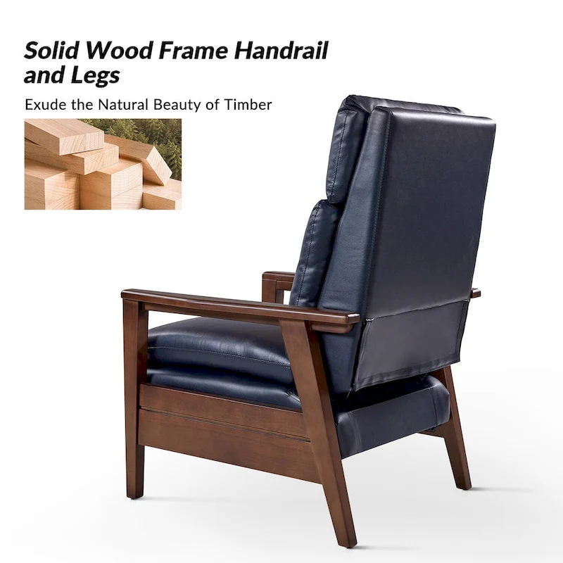 Patrick Mid-century Vegan Leather Solid Wood Recliner Set of 2 by HULALA HOME