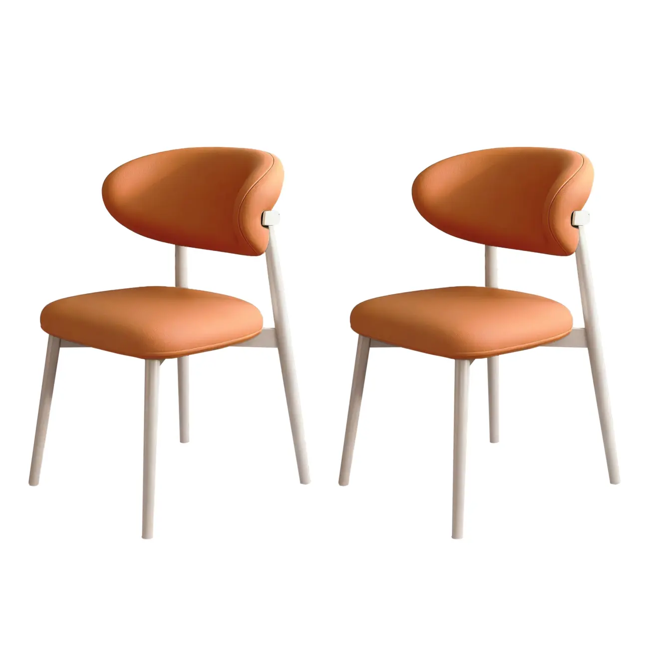 Modern Leather Wood Dining Chair Set of 2