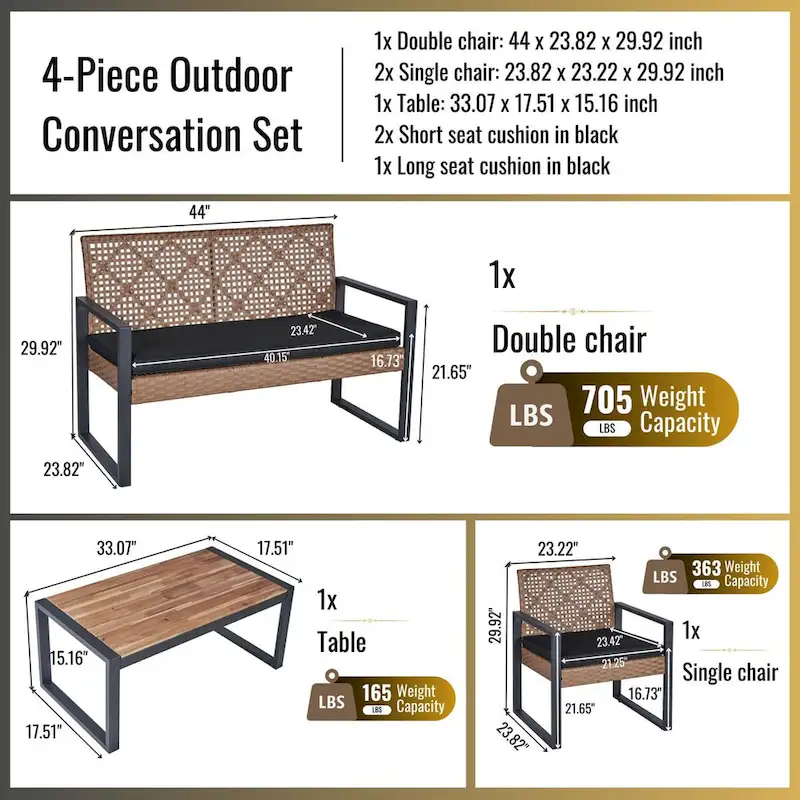 WW 4-Piece Patio Furniture Set