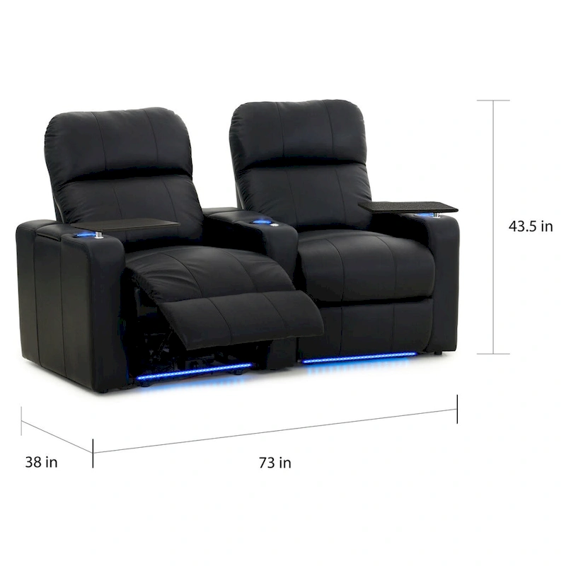 Octane Turbo XL700 Power Leather Home Theater Seating Set (Row of 2)
