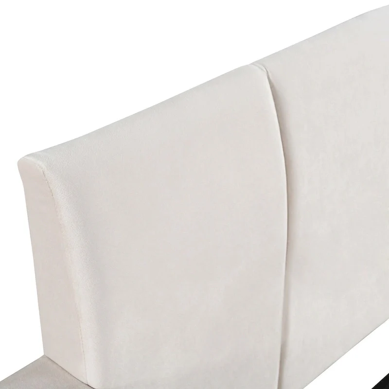 Upholstered Grounded Bed Mother & Child Bed with Bedside Desk and Little Round Stool