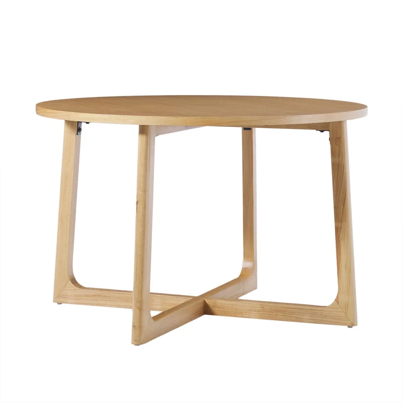 Middlebrook Modern Round Solid Wood Dining Table With Geometric Legs