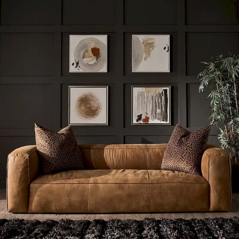 Divya Outback Tan Leather Sofa by iNSPIRE Q Modern