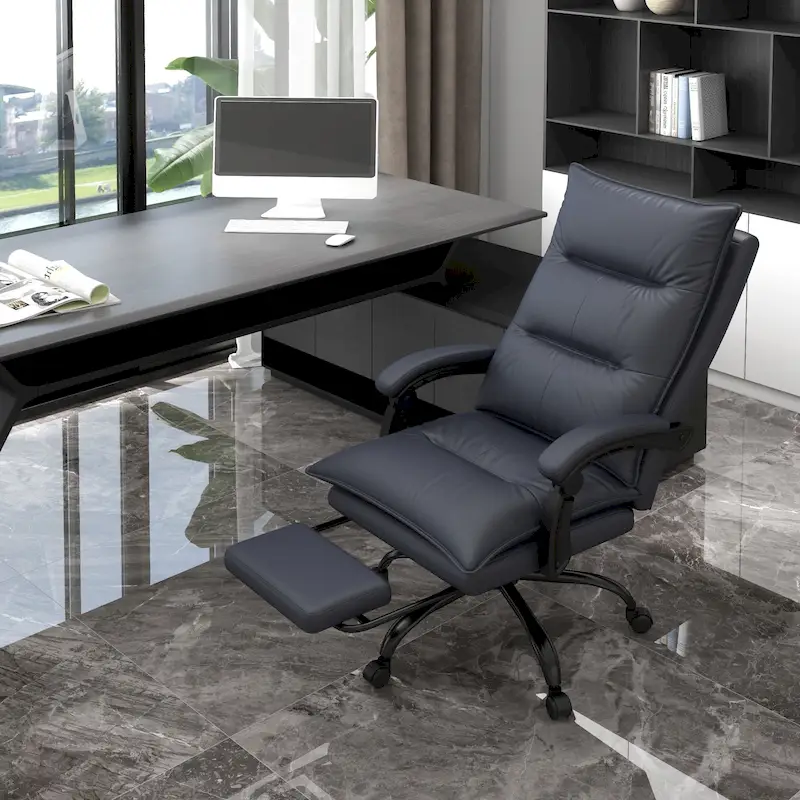 Vinsetto High Back Massage Office Chair with 6 Vibration Points, Heated Reclining Microfiber Computer Chair with Footrest