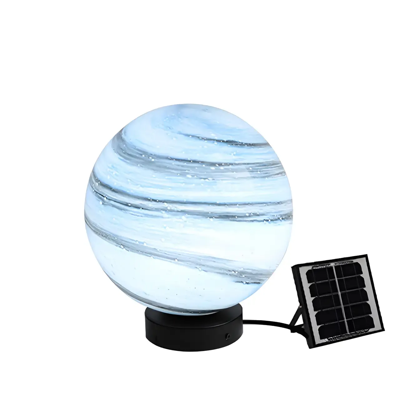 Yellow and Blue Glass Planet-Theme Globe Shade Post Cap Light