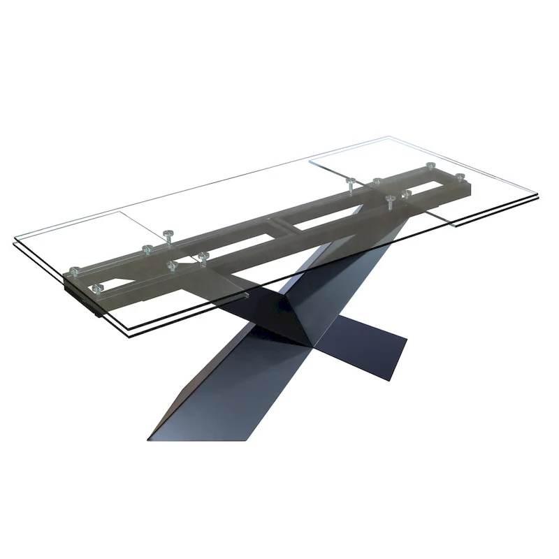 Extendable Dining Table with Glass Top, 70.87–106.3 Inches