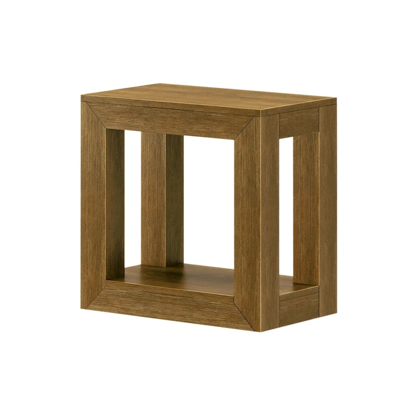 Plank and Beam Modern Rectangular Side Table with Shelf