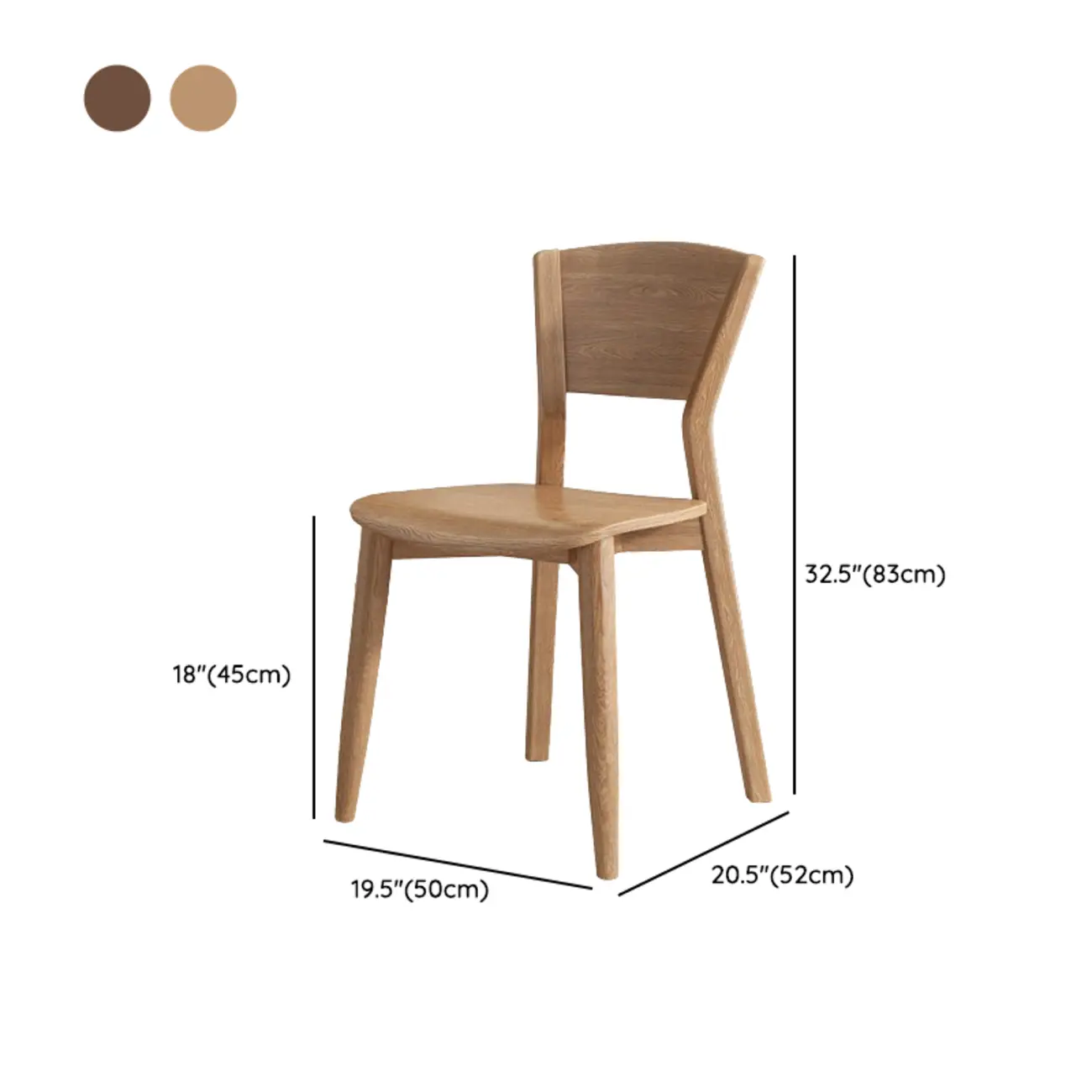 Simple Wooden Open Back Faux Leather Upholstered Dining Chair