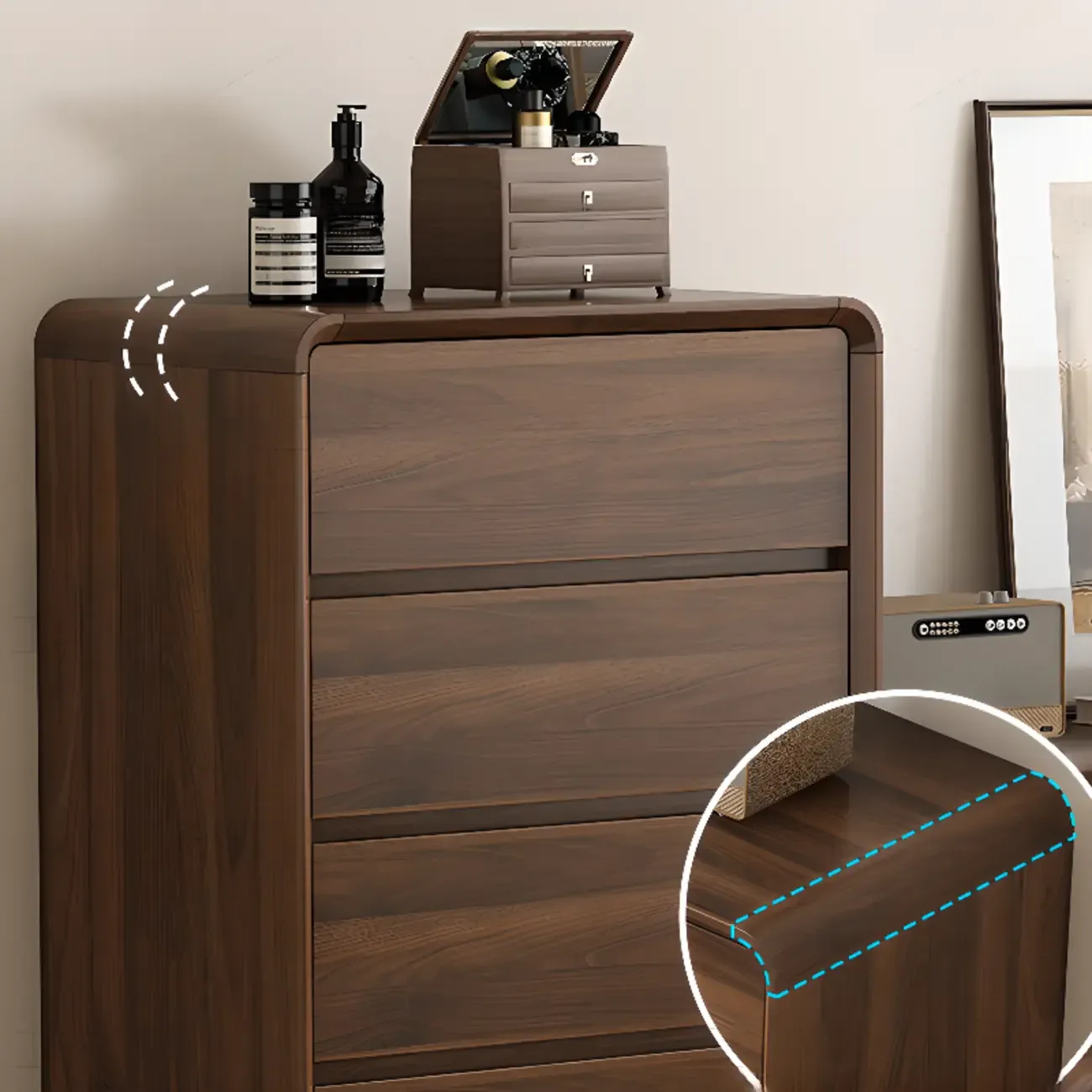 3 Tiers Rustic Square Brown Wood Dresser