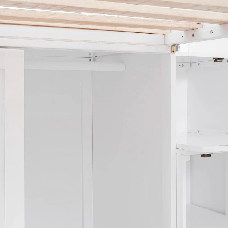 Double Twin Loft Beds with Wardrobes and Staircase