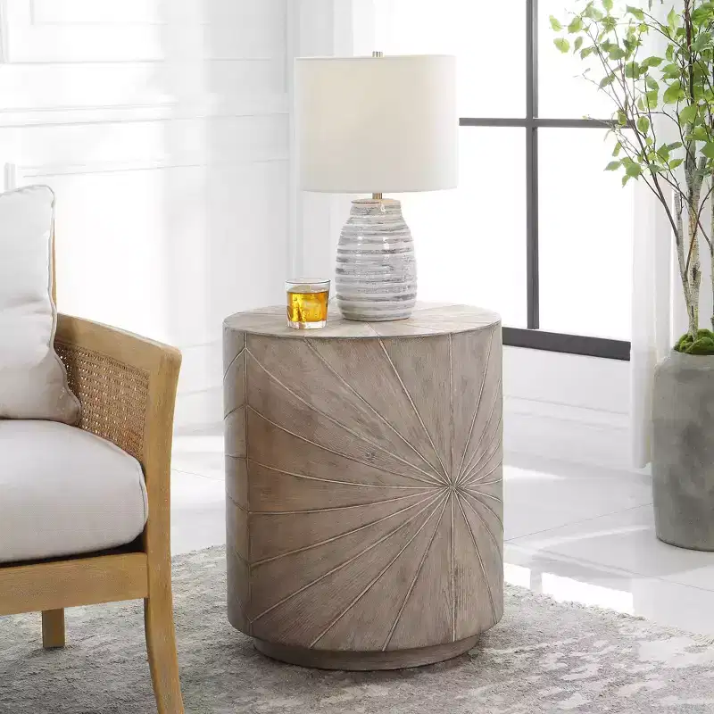 Gray Round Accent Table - Single