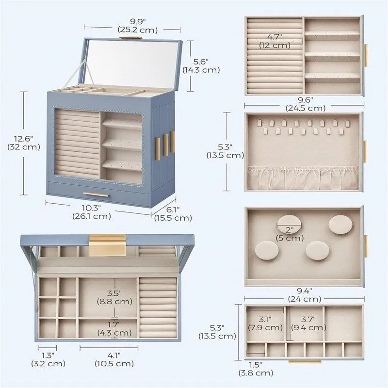 Jewelry Box with Glass Window - 6.1D x 10.3W x 12.6H