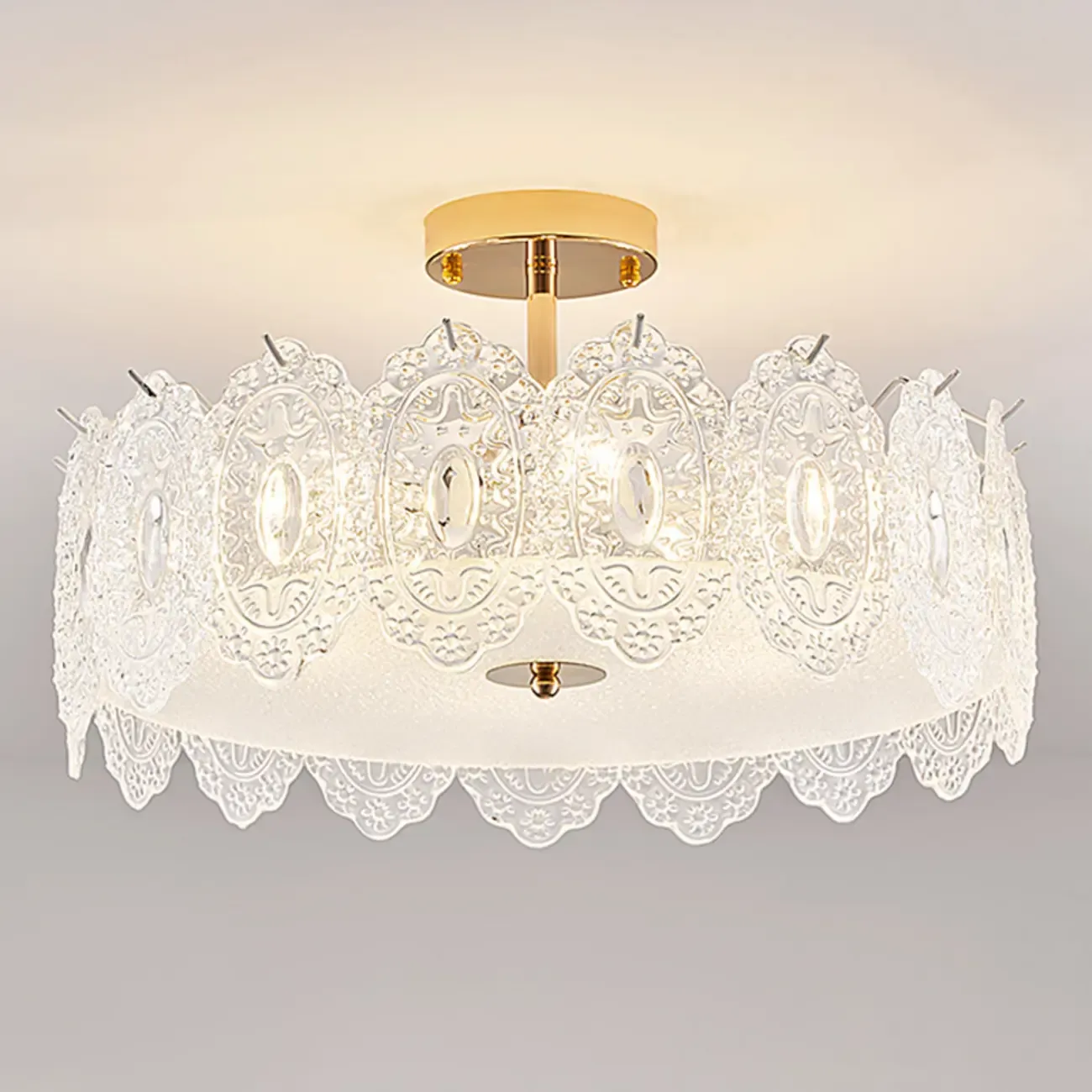 Modern Elegant Feather Glass Semi Flush Ceiling Light