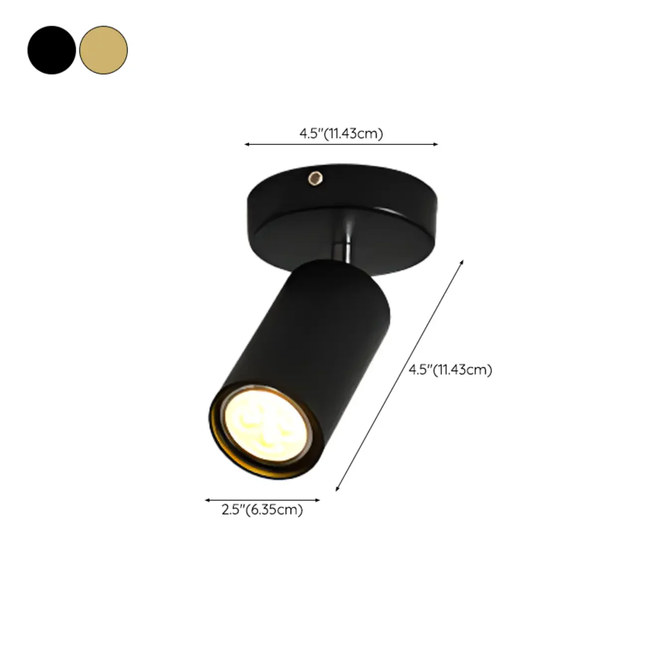 Modern Cylinder Semi-Flush Mount Metal Track Light