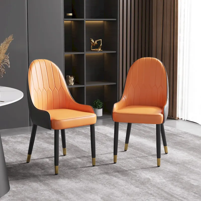 Set of 2 Modern Upholstered PU Leather Dining Chair