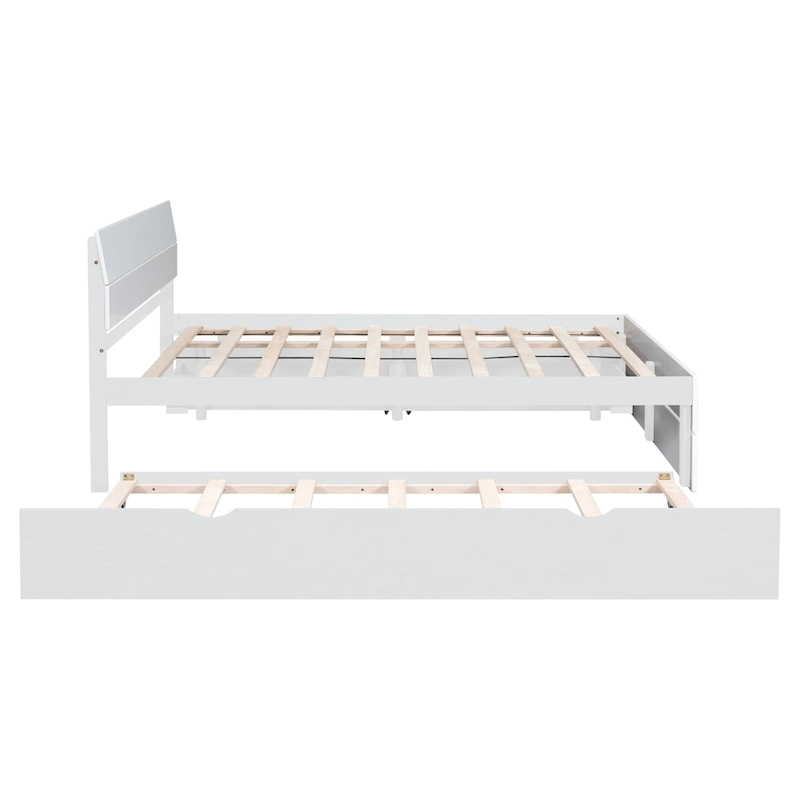 Full Bed Frame With Twin Size Trundle And 2 Drawers